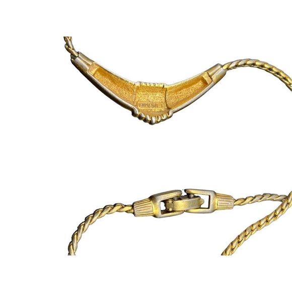 Monet signed ribbed rope twist choker necklace with similar pins brooches - Picture 8 of 9